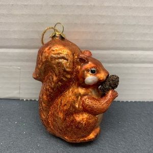 Eating Squirrel Glass Christmas Ornament